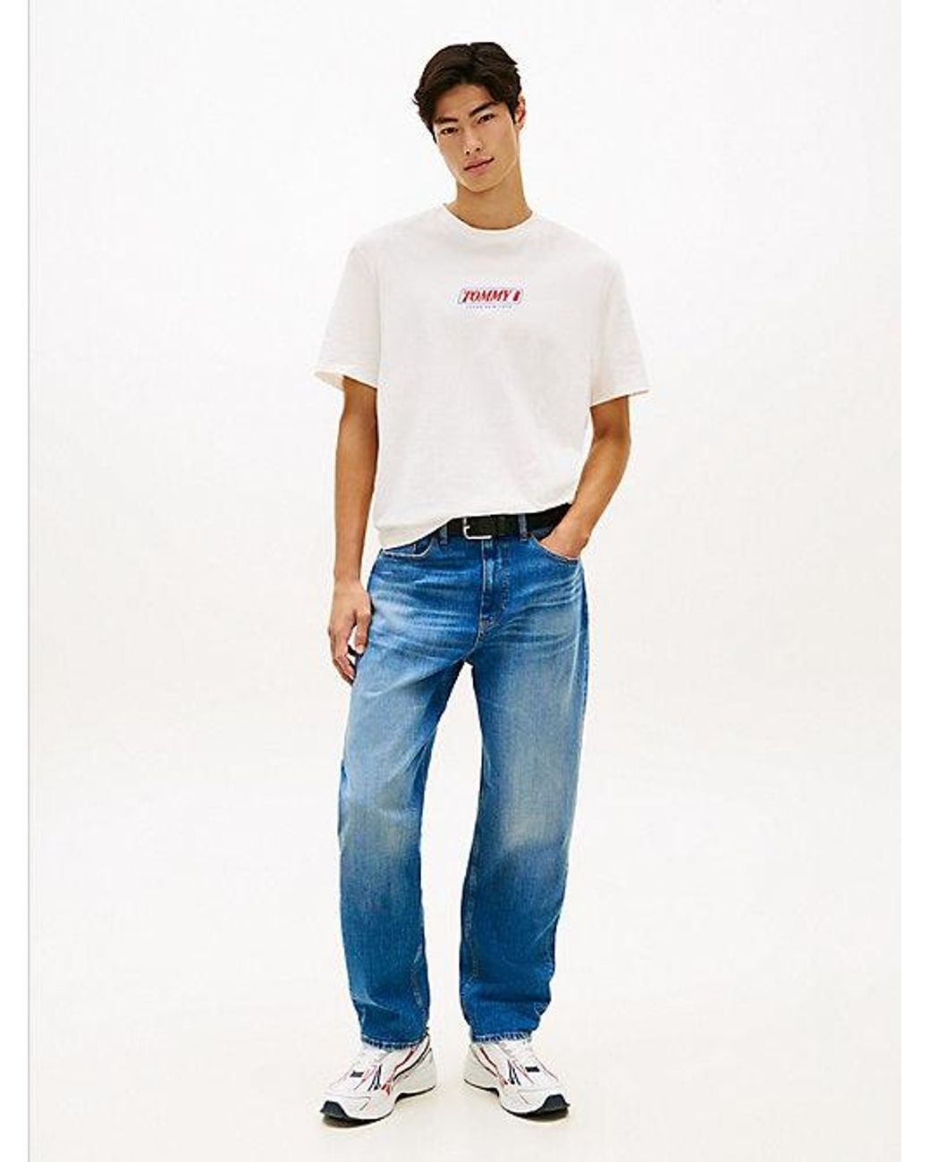 Tommy Hilfiger White 90S Logo Embroidery Jersey T-Shirt for men
