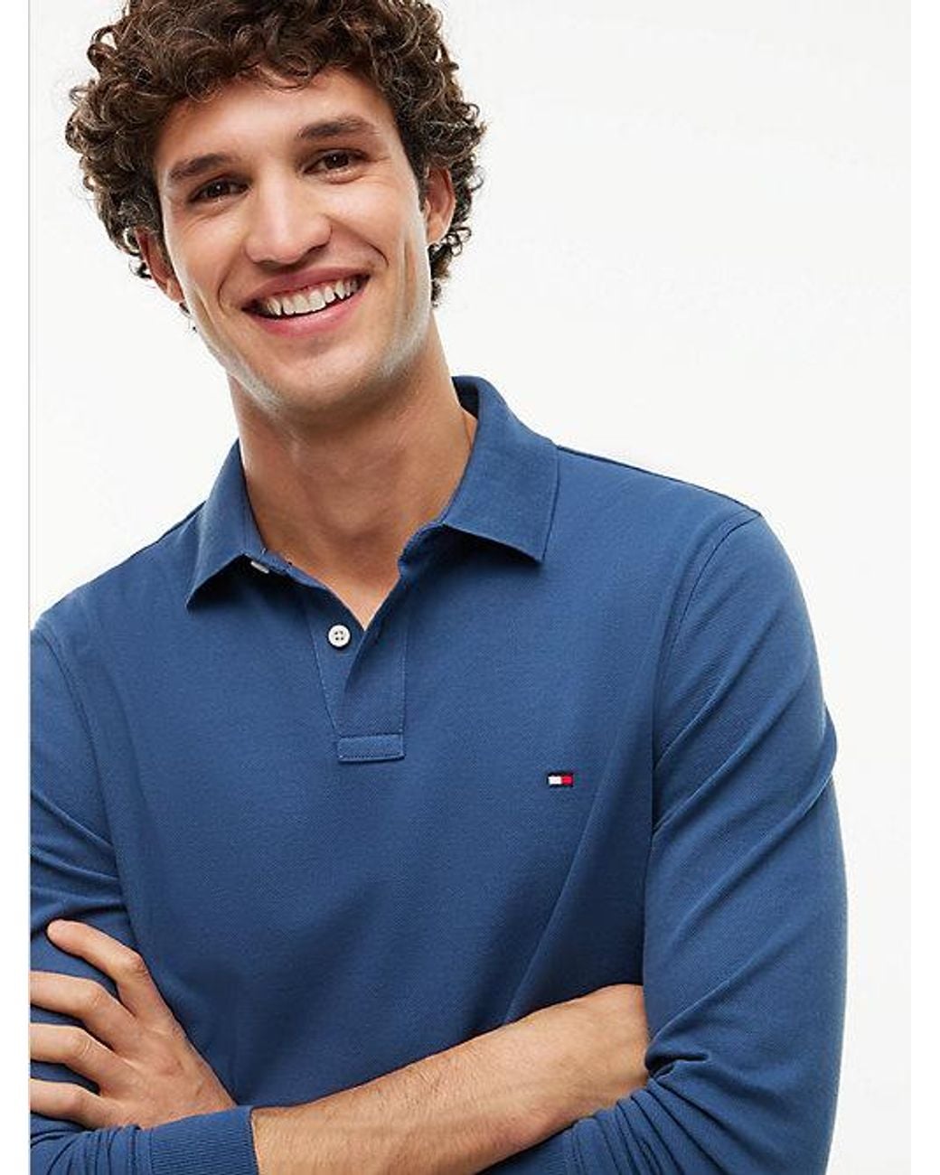 Tommy Hilfiger Blue 1985 Regular Fit Long Sleeve Polo Shirt for men