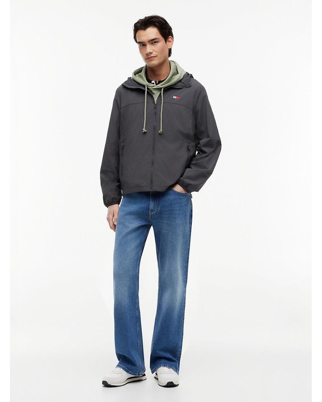 Tommy Hilfiger Gray Packable Ripstop Relaxed Hooded Jacket for men