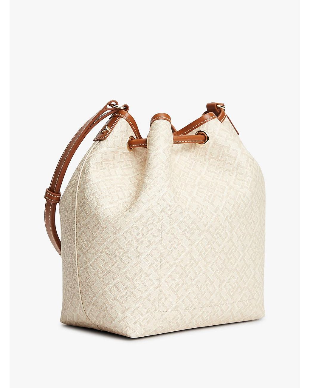 Tommy Hilfiger Natural Th Monoplay Crossbody Drawstring Bucket Bag