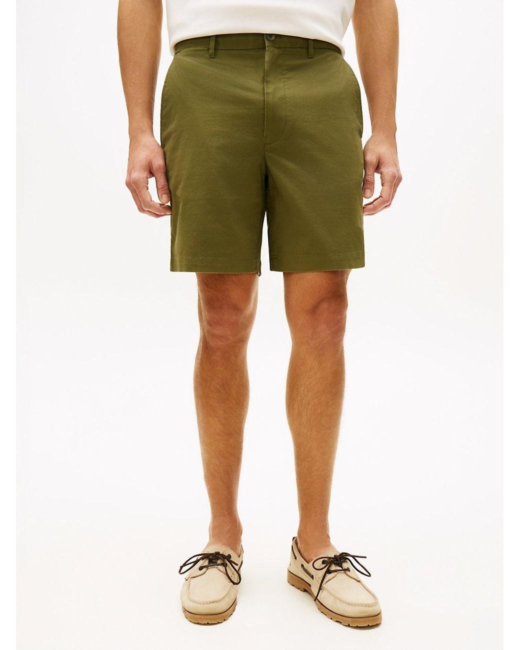 Tommy Hilfiger White Dover Twill Regular Fit Chino Shorts for men