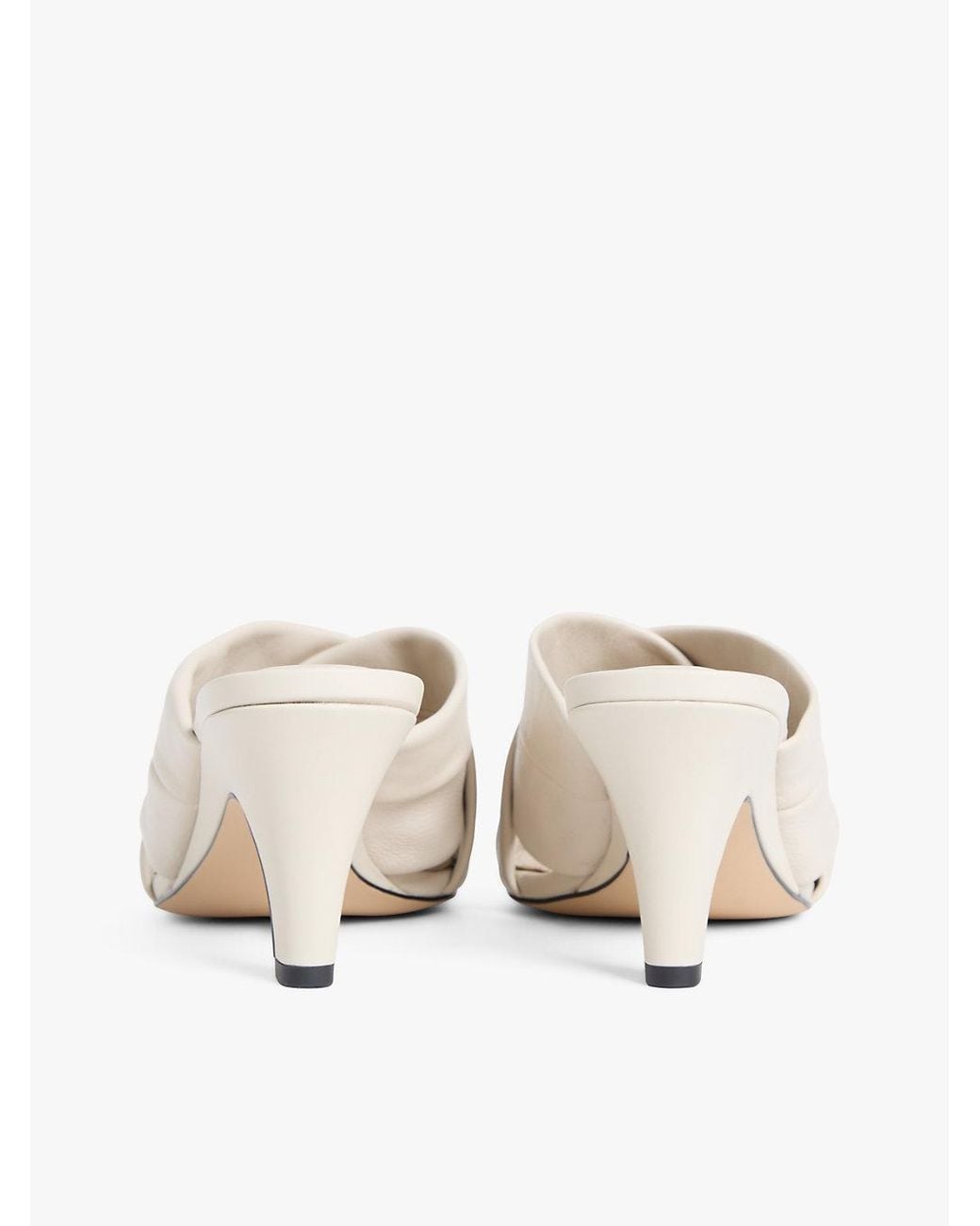 Tommy Hilfiger Natural Leather Crossover Strap Heeled Mules
