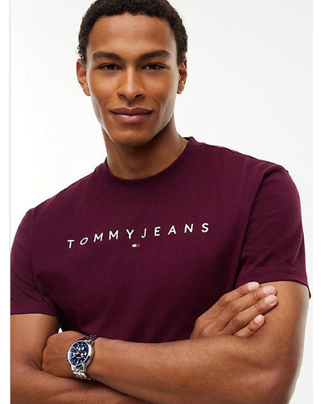 Tommy Hilfiger Purple Tommy Jeans Linear Logo Jersey T-Shirt for men