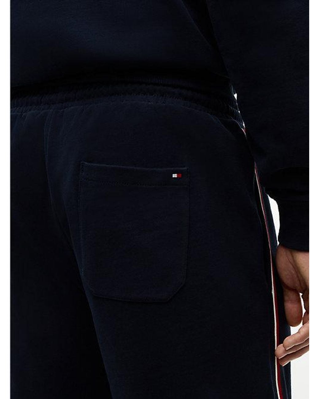 Tommy Hilfiger Black Global Stripe Terry Lounge Shorts for men