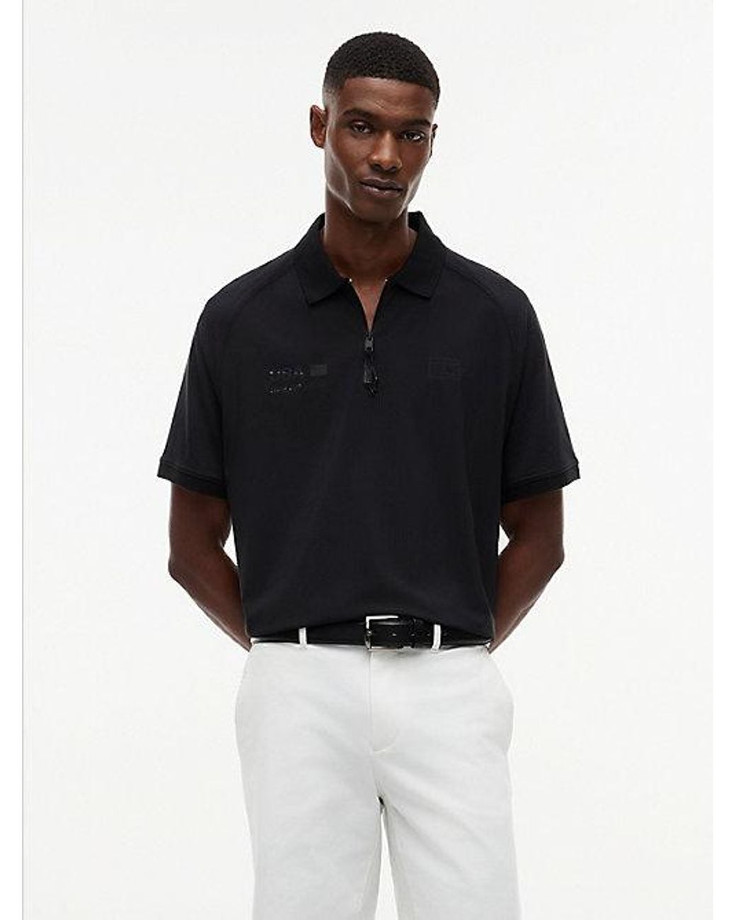 Tommy Hilfiger Black Tommy X U.S. Sail Gp Team Zip Placket Polo Shirt