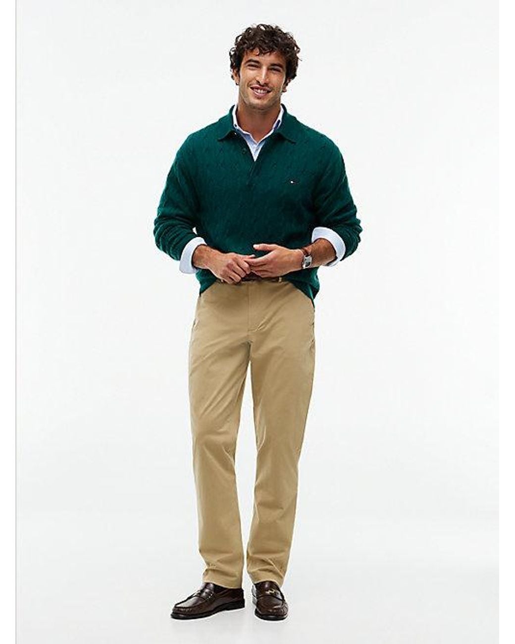 Tommy Hilfiger Natural Denton Slim Straight Leg Twill Chinos for men