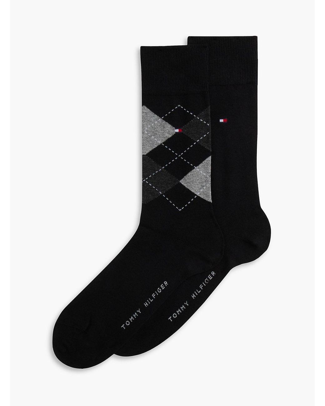 Tommy Hilfiger Black 2-pack Flag Argyle Socks for men