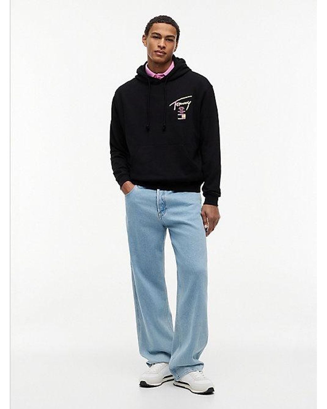 Tommy Hilfiger Black Signature Back Logo Relaxed Hoody for men