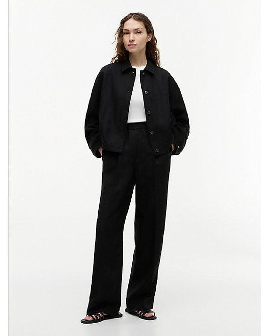 Tommy Hilfiger Black Bomber Jacket With Linen