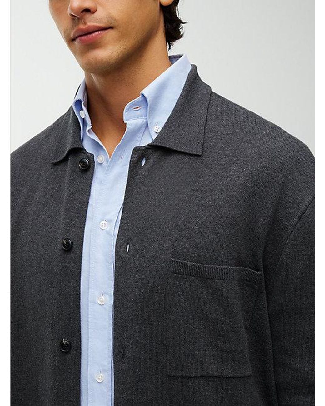 Tommy Hilfiger Blue Relaxed Fit Flag Embroidery Knitted Overshirt for men