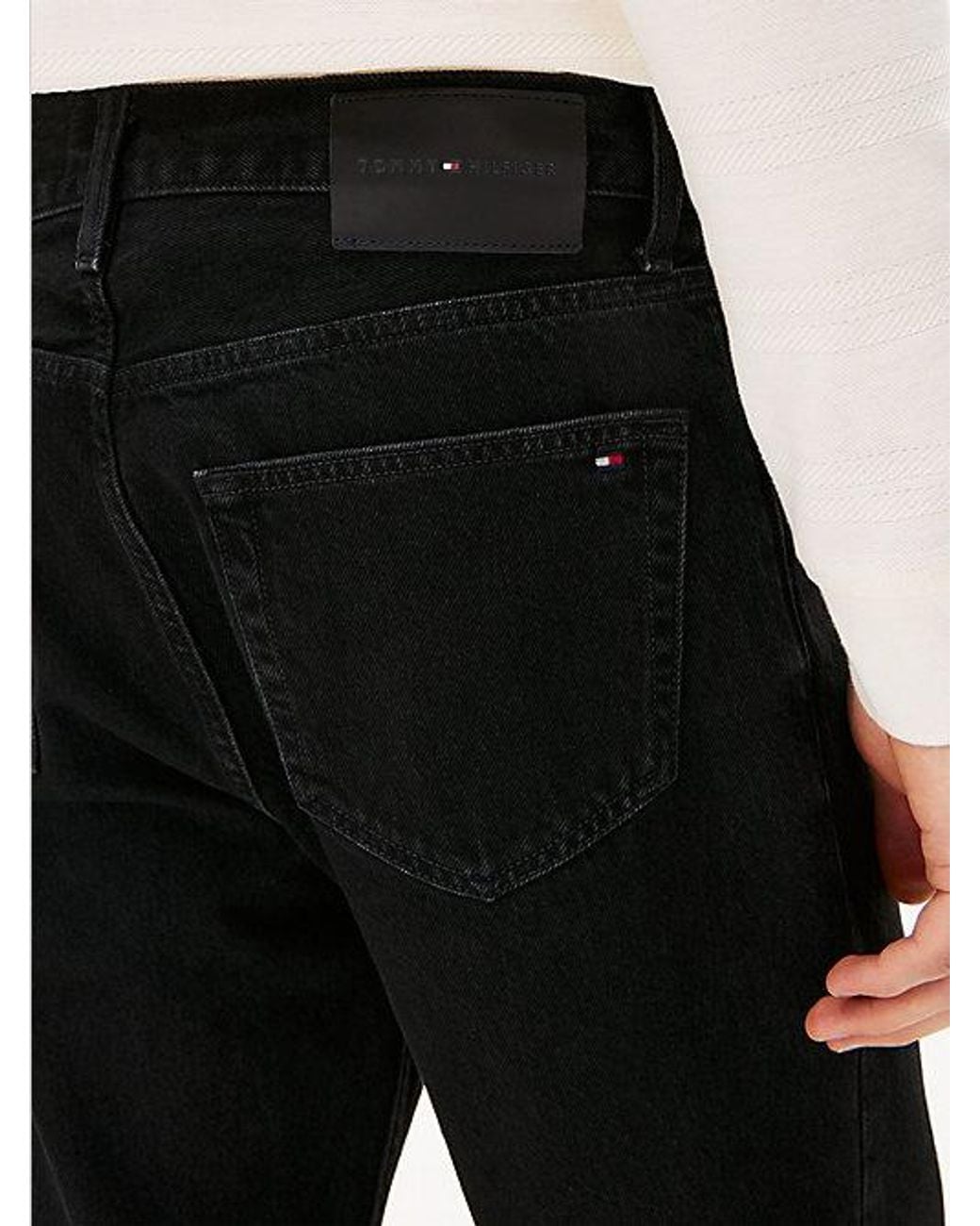 Tommy Hilfiger White Black Relaxed Straight Leg Jeans for men