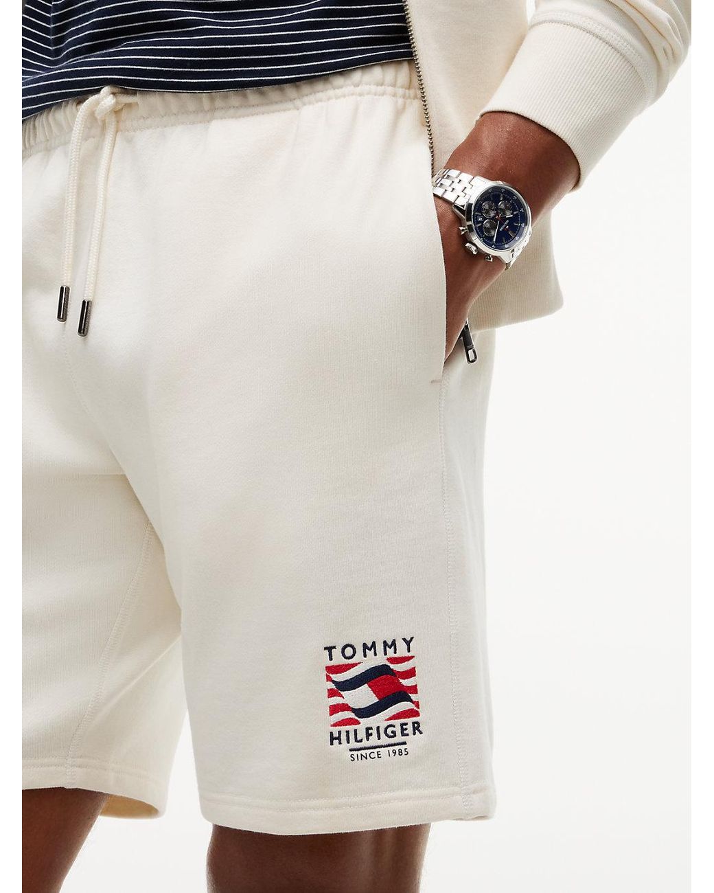 Tommy Hilfiger Natural Logo Embroidery Terry Sweat Shorts for men