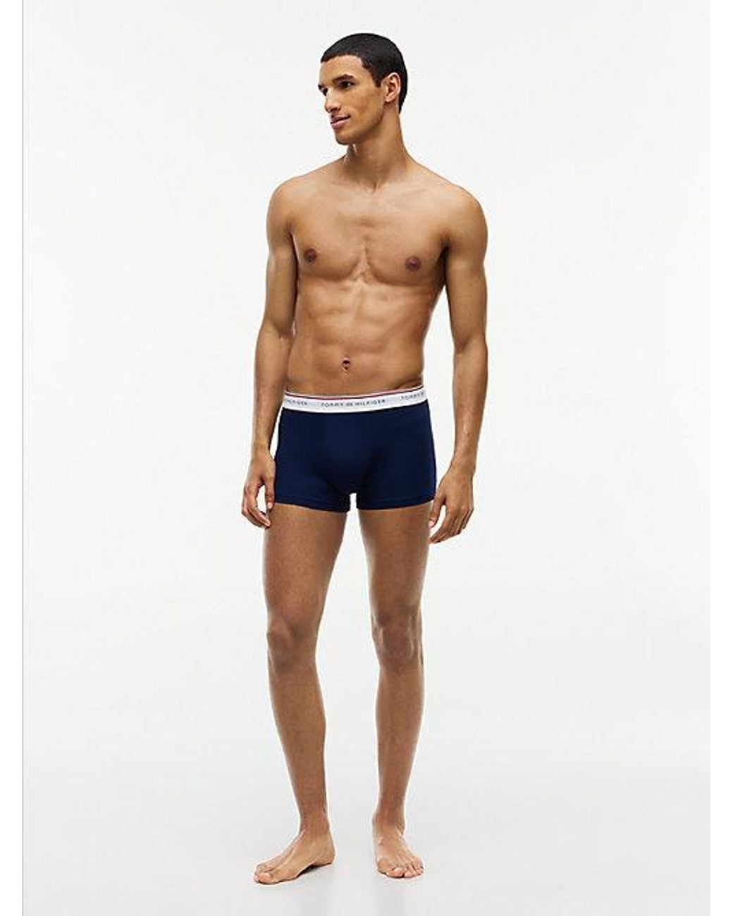 Tommy Hilfiger Blue 3 Pack Global Stripe Logo Waistband Trunks for men