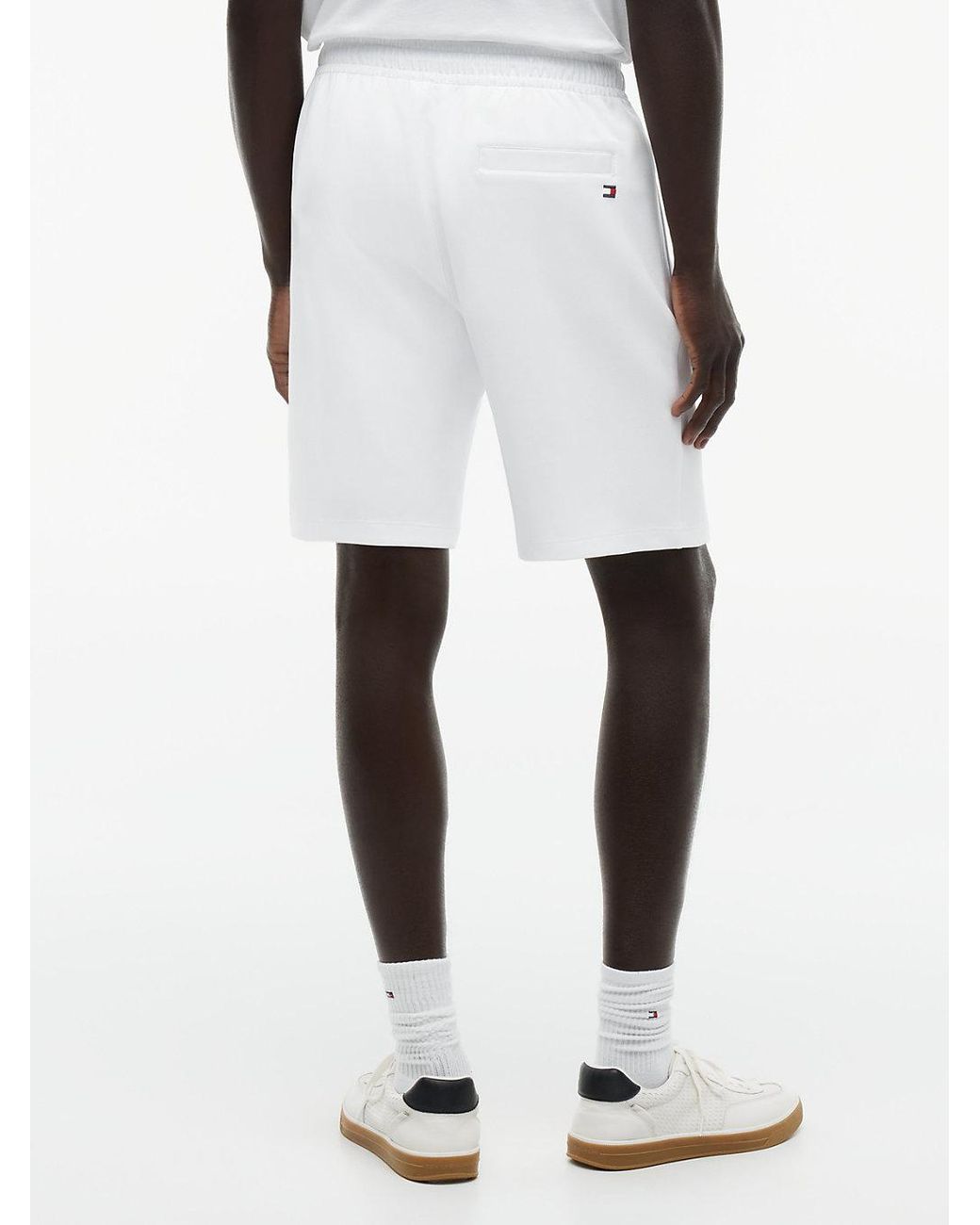 Tommy Hilfiger White Intechno Knit Logo Sweat Shorts for men