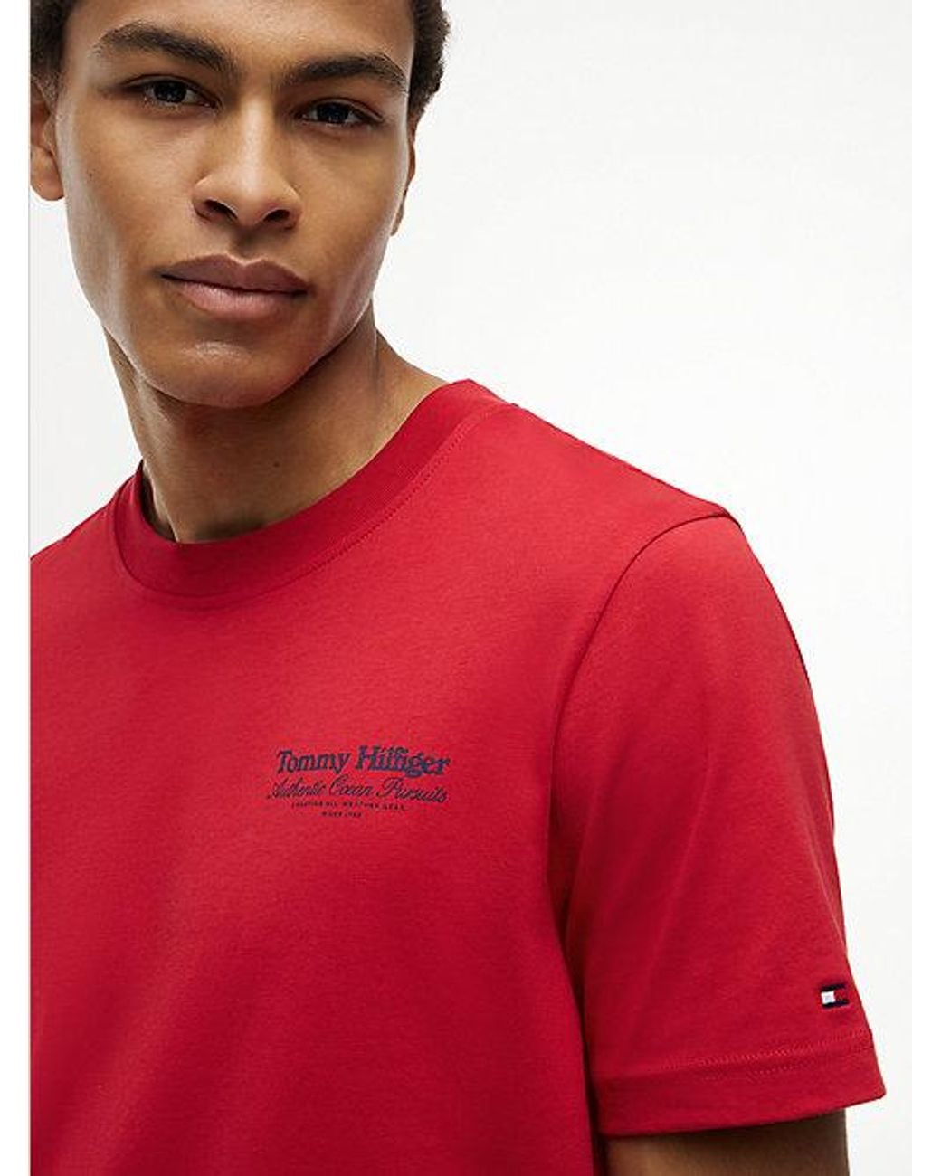 Tommy Hilfiger Red Back Graphic Jersey Crew Neck T-Shirt for men