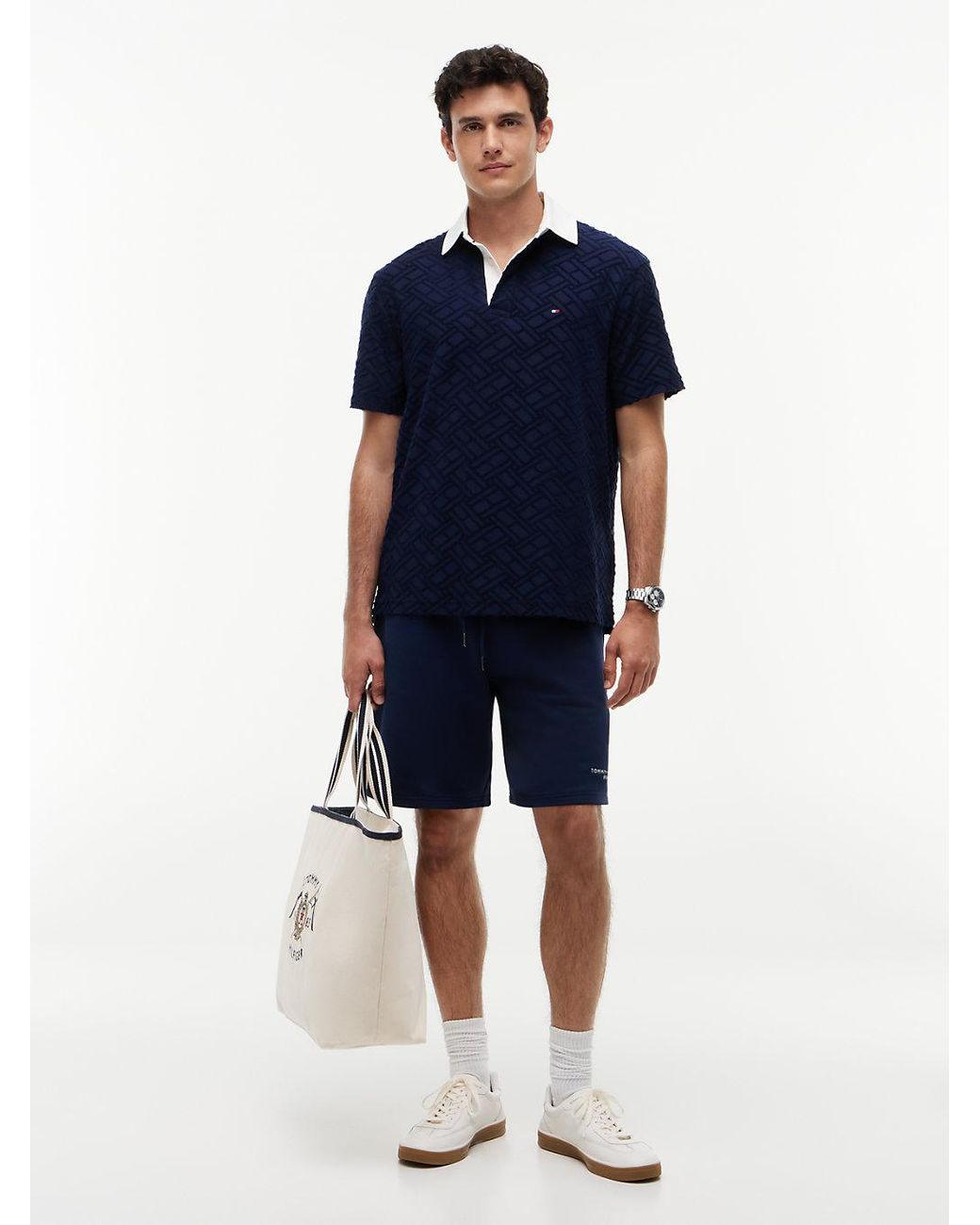 Tommy Hilfiger Blue Classic Fit Flag Jacquard Polo Shirt for men
