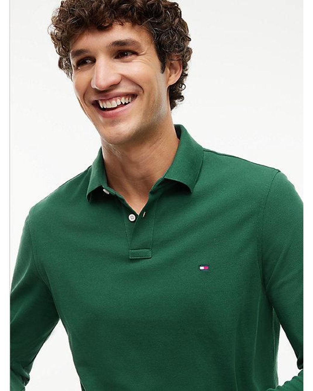 Tommy Hilfiger Green 1985 Regular Fit Long Sleeve Polo Shirt for men