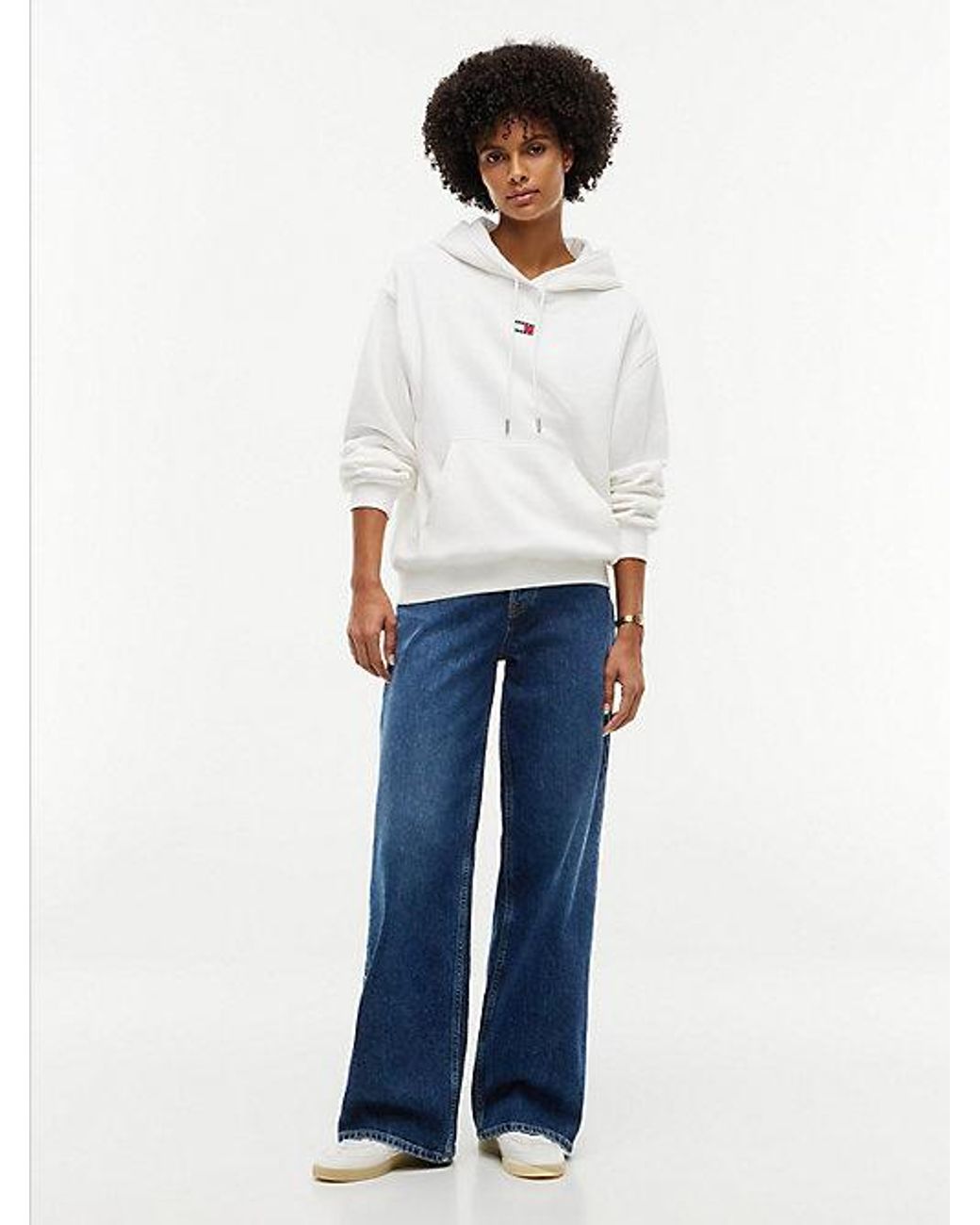 Tommy Hilfiger White Tommy Jeans Tommy Badge Relaxed Drawstring Hoody