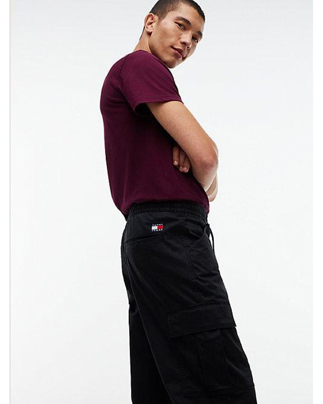 Tommy Hilfiger Black Tommy Jeans Sonny Tapered Cargo Joggers for men