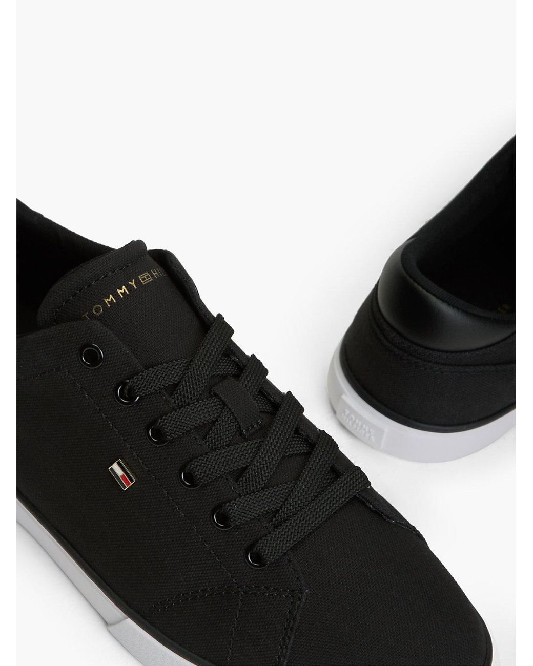 Tommy Hilfiger Black Low Profile Canvas Lace-Up Trainers