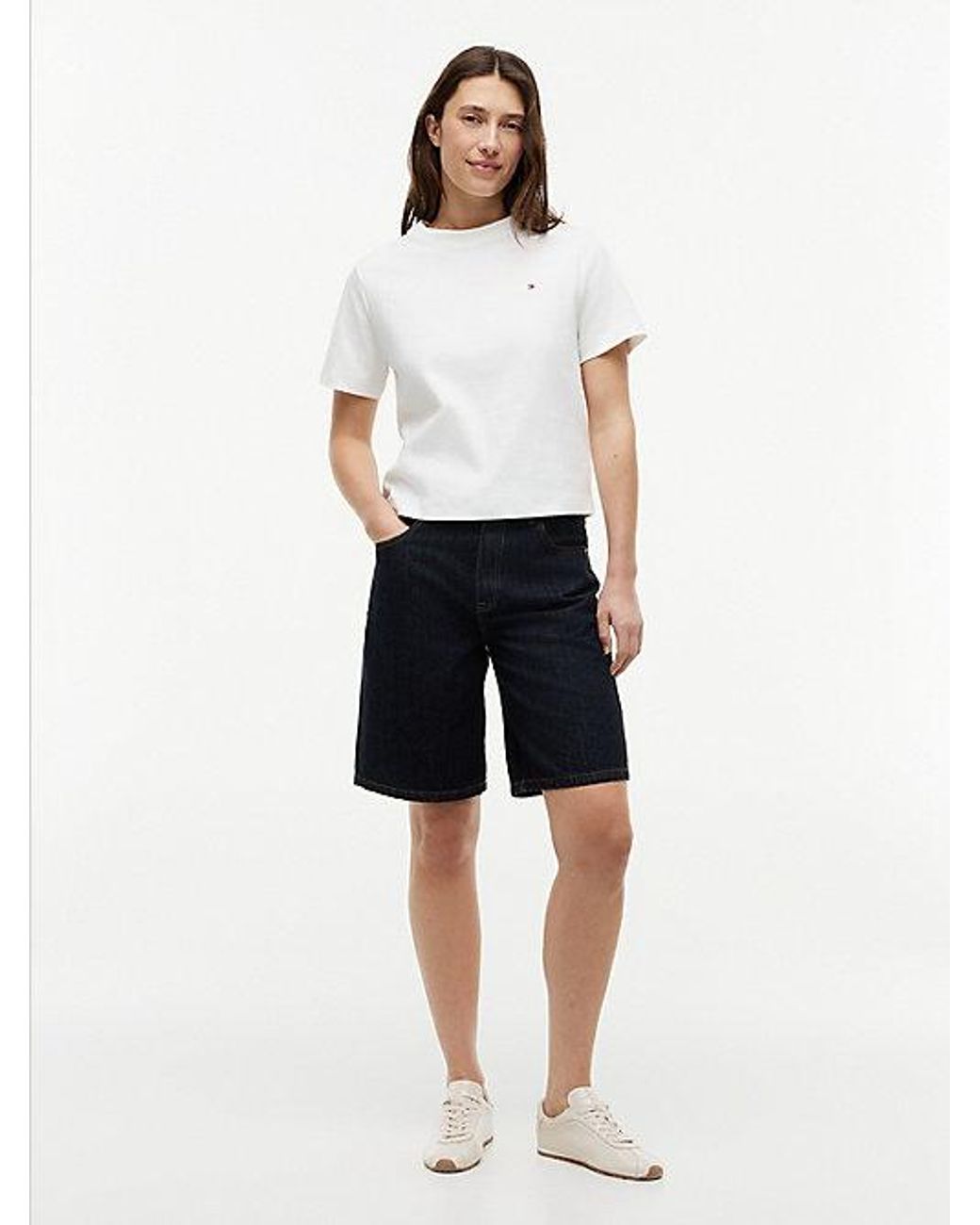 Tommy Hilfiger White Interlock Knit Boxy Crew Neck T-Shirt