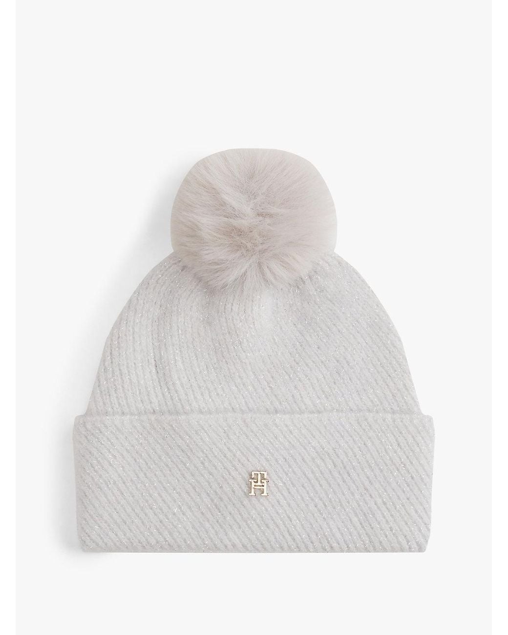 Tommy Hilfiger White Metallic Beanie And Scarf Gift Box