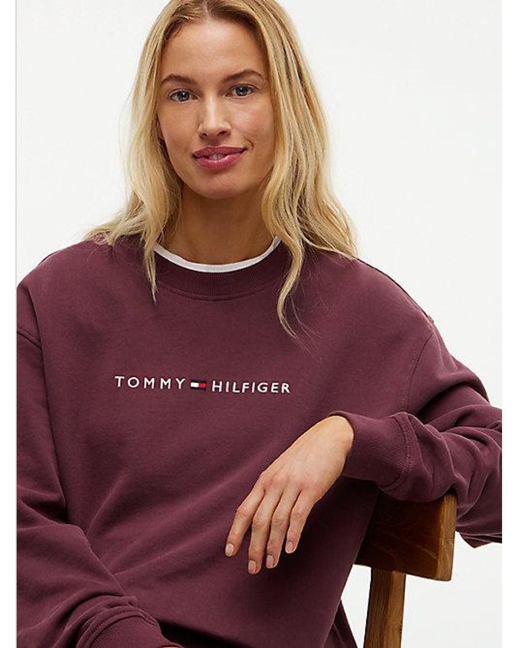 Tommy Hilfiger Purple Essential Terry Relaxed Lounge Sweatshirt