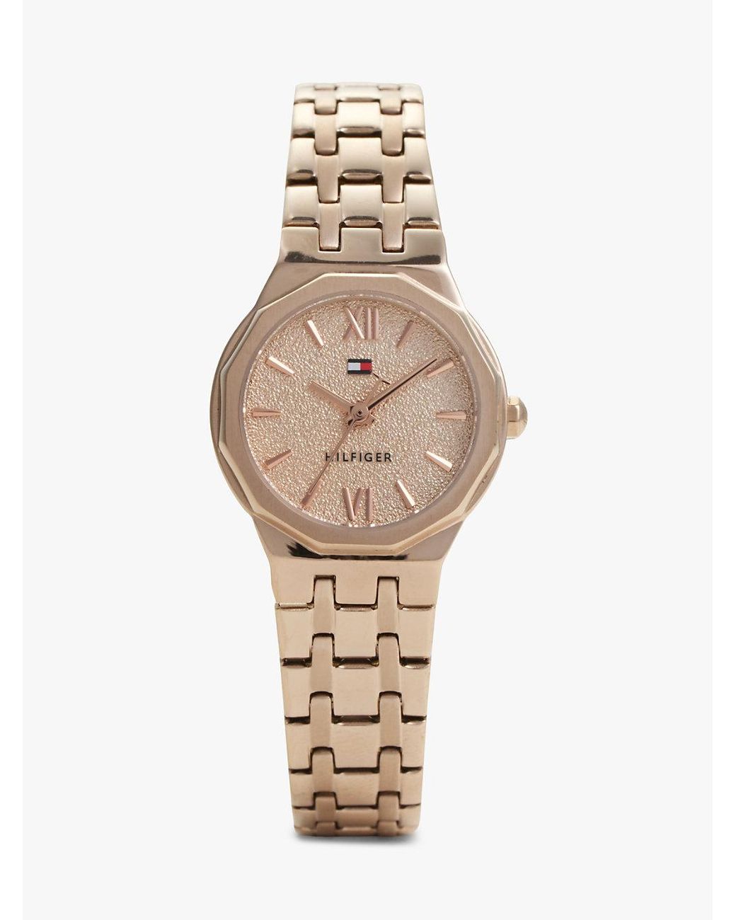 Tommy Hilfiger Natural Carnation-Plated Frosted Dial Chain-Link Watch