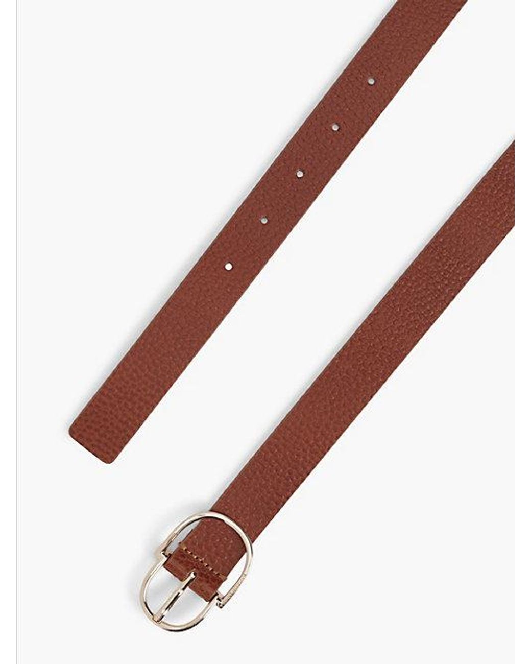 Tommy Hilfiger Brown Pebble Grain Leather Double Loop Belt