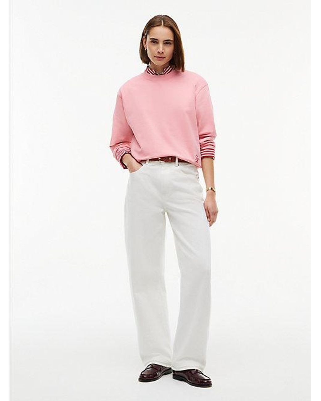 Tommy Hilfiger Pink Tonal Logo Crew Neck Sweatshirt