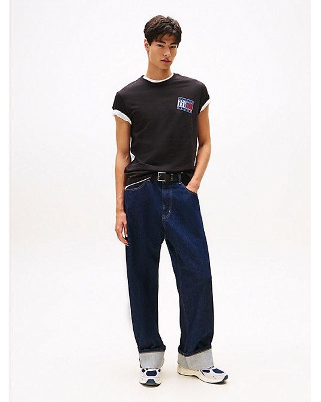 Tommy Hilfiger Black Flag Logo Jersey Crew Neck T-shirt for men