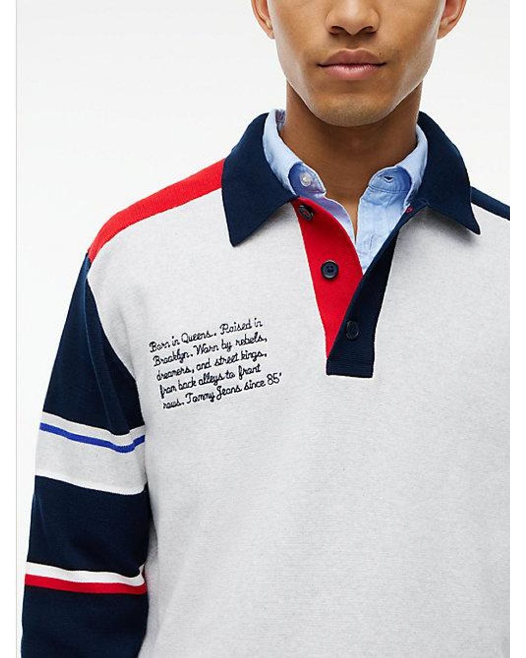 Tommy Hilfiger Red Tommy Jeans Colour Blocked Knit Rugby Shirt for men