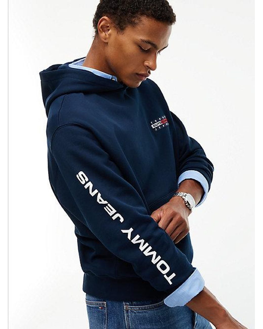 Tommy Hilfiger Blue Tommy Jeans Back Logo Relaxed Fleece Hoody for men