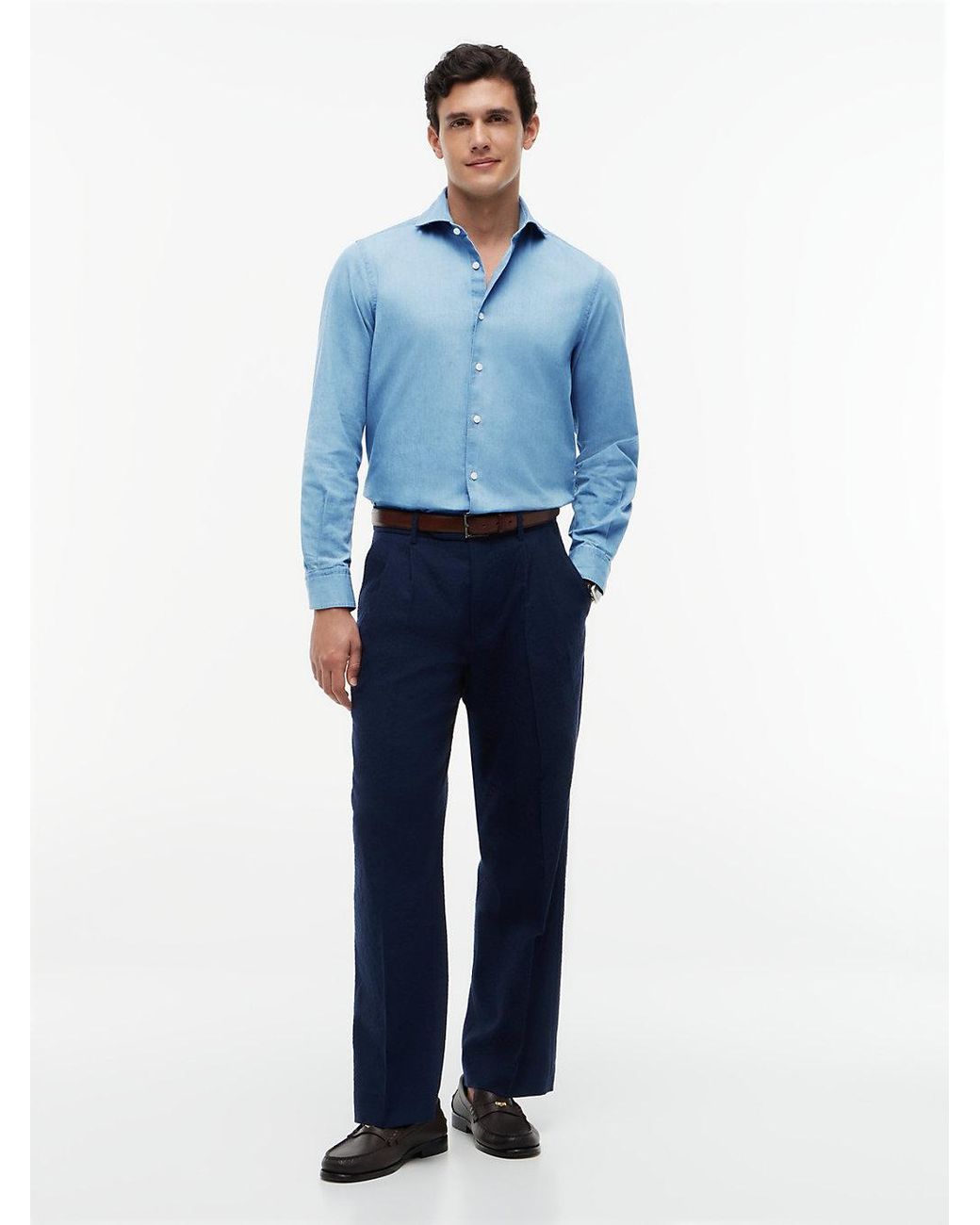 Tommy Hilfiger Blue New York Label Slim Fit Denim Shirt for men