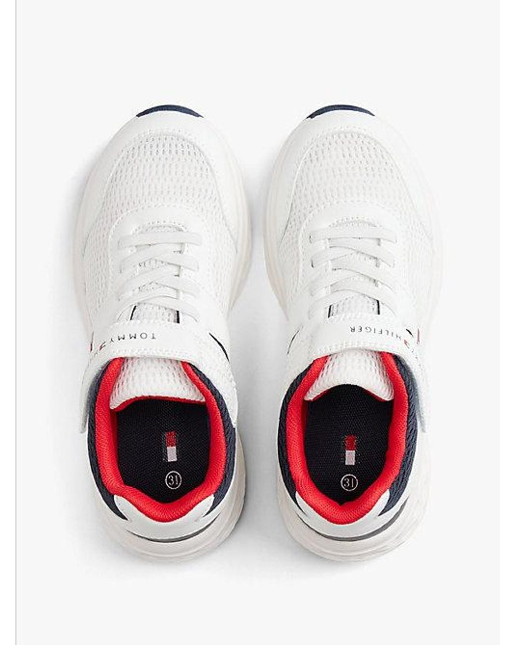 Tommy Hilfiger White Hook And Loop Mesh Trainers