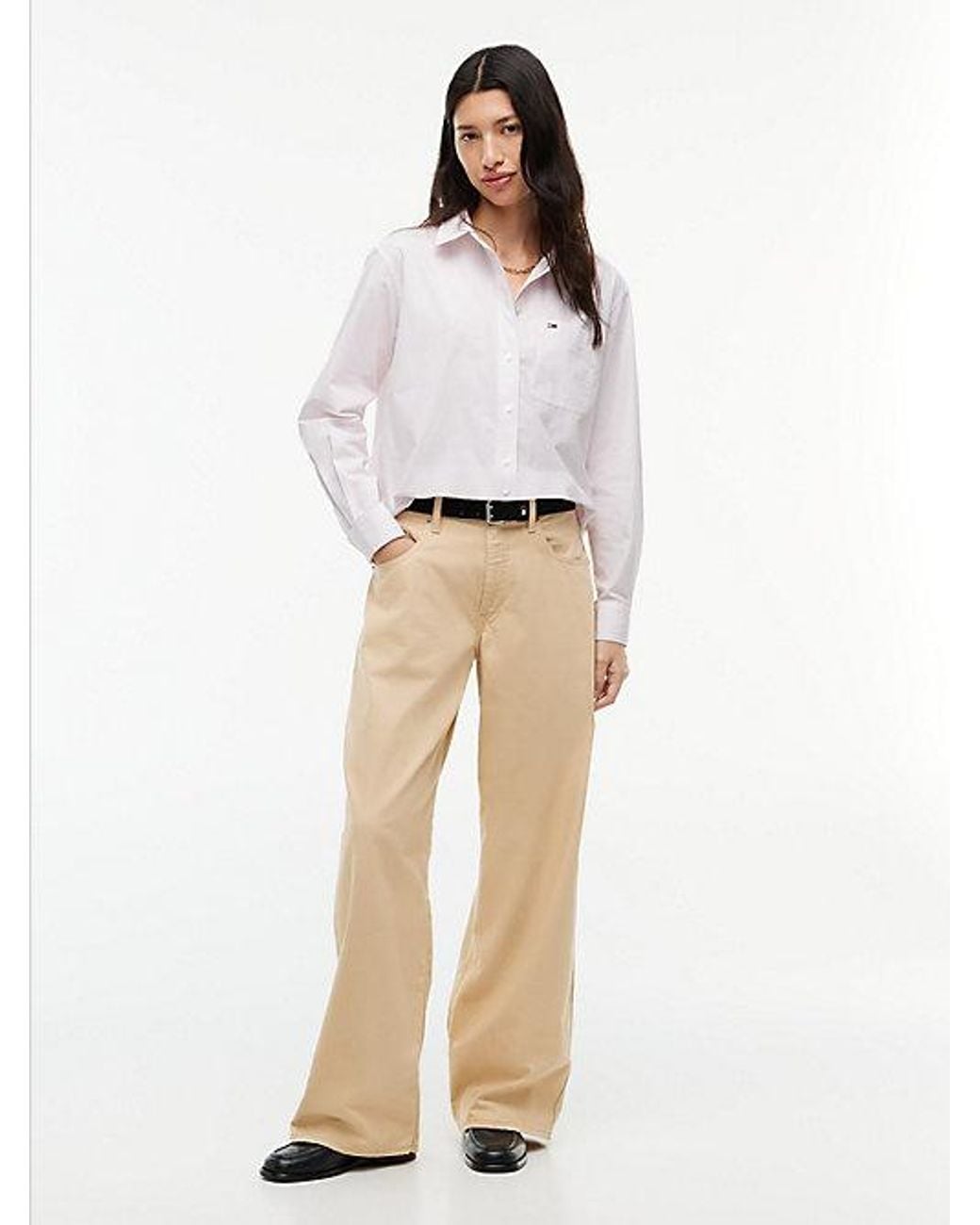 Tommy Hilfiger White Relaxed Fit Yarn Dyed Poplin Shirt