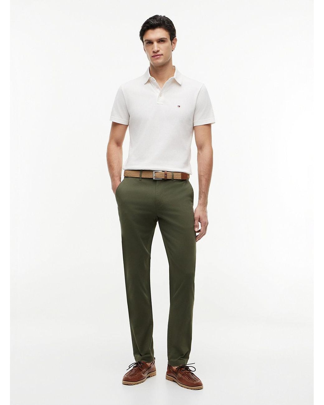 Tommy Hilfiger White Regular Fit Mesh Jersey Polo Shirt for men