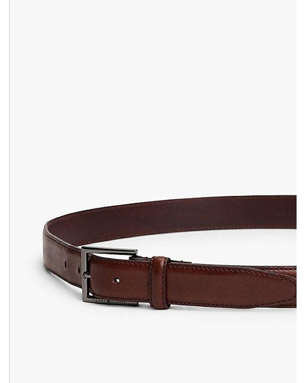 Tommy Hilfiger Brown Square Buckle Leather Belt for men
