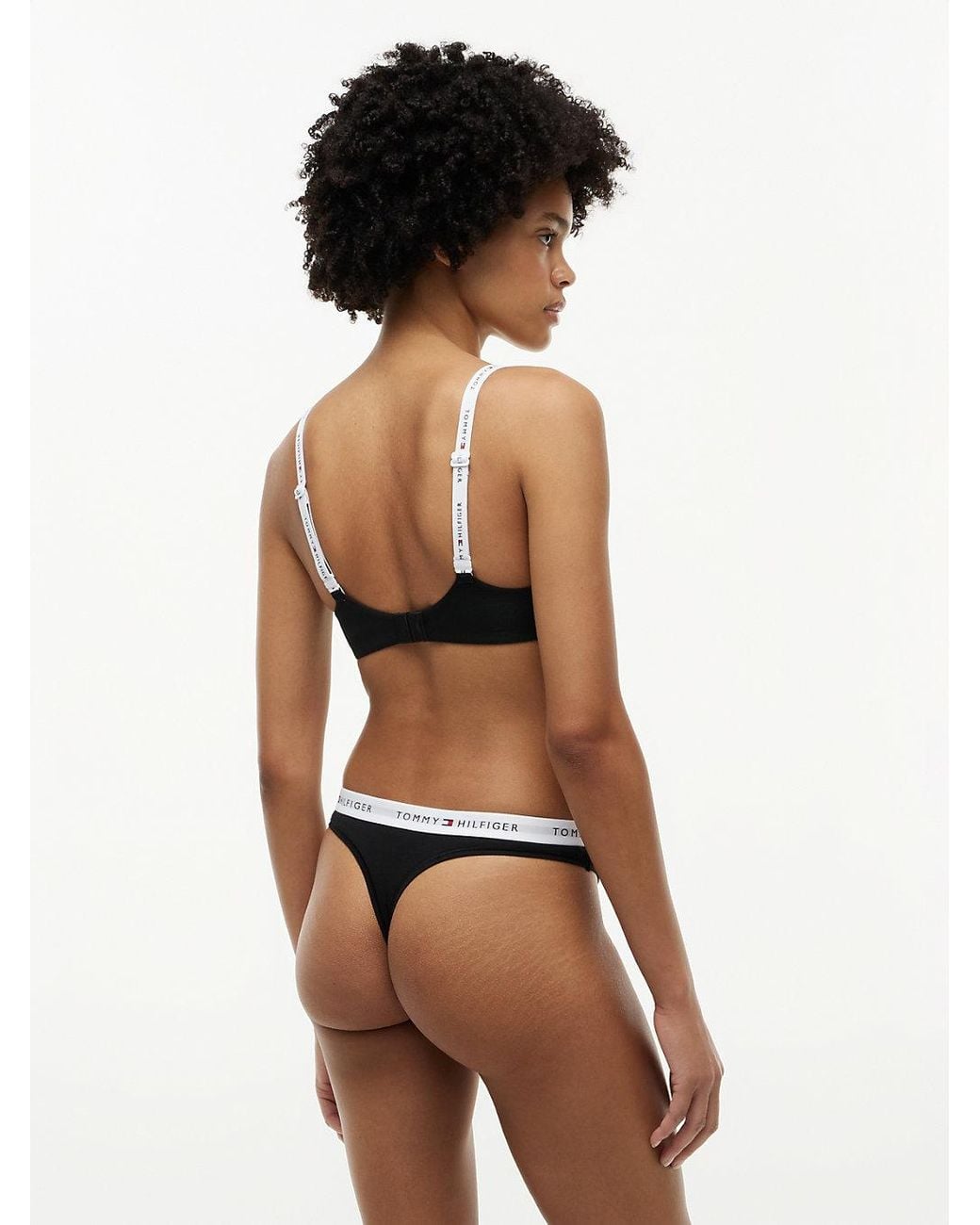 Tommy Hilfiger Black Repeat Logo Lightly Lined Triangle Bra