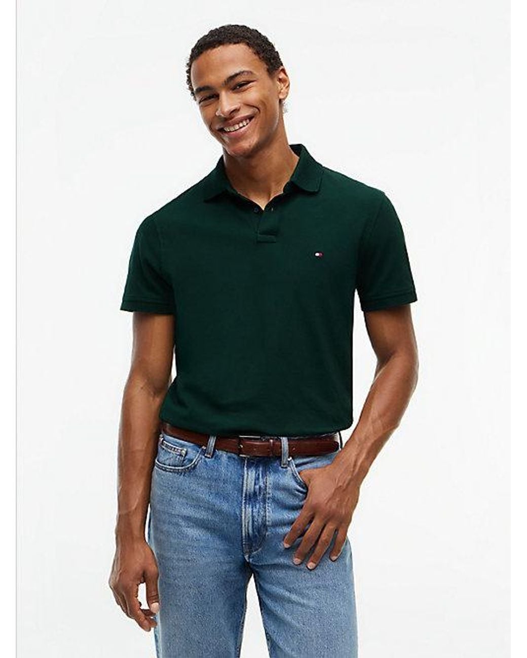 Tommy Hilfiger Green 1985 Regular Fit Pique Polo Shirt for men