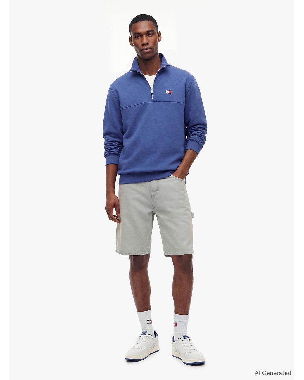 Tommy Hilfiger Blue Tommy Badge Quarter-Zip Sweatshirt for men
