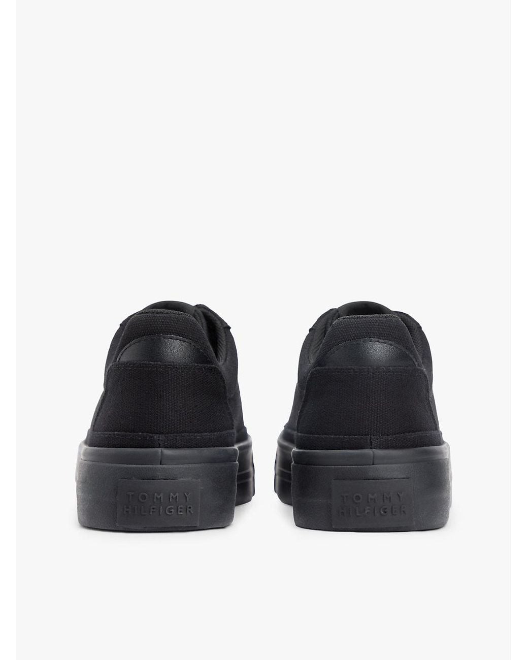 Tommy Hilfiger Black Metallic Logo Canvas Platform Trainers