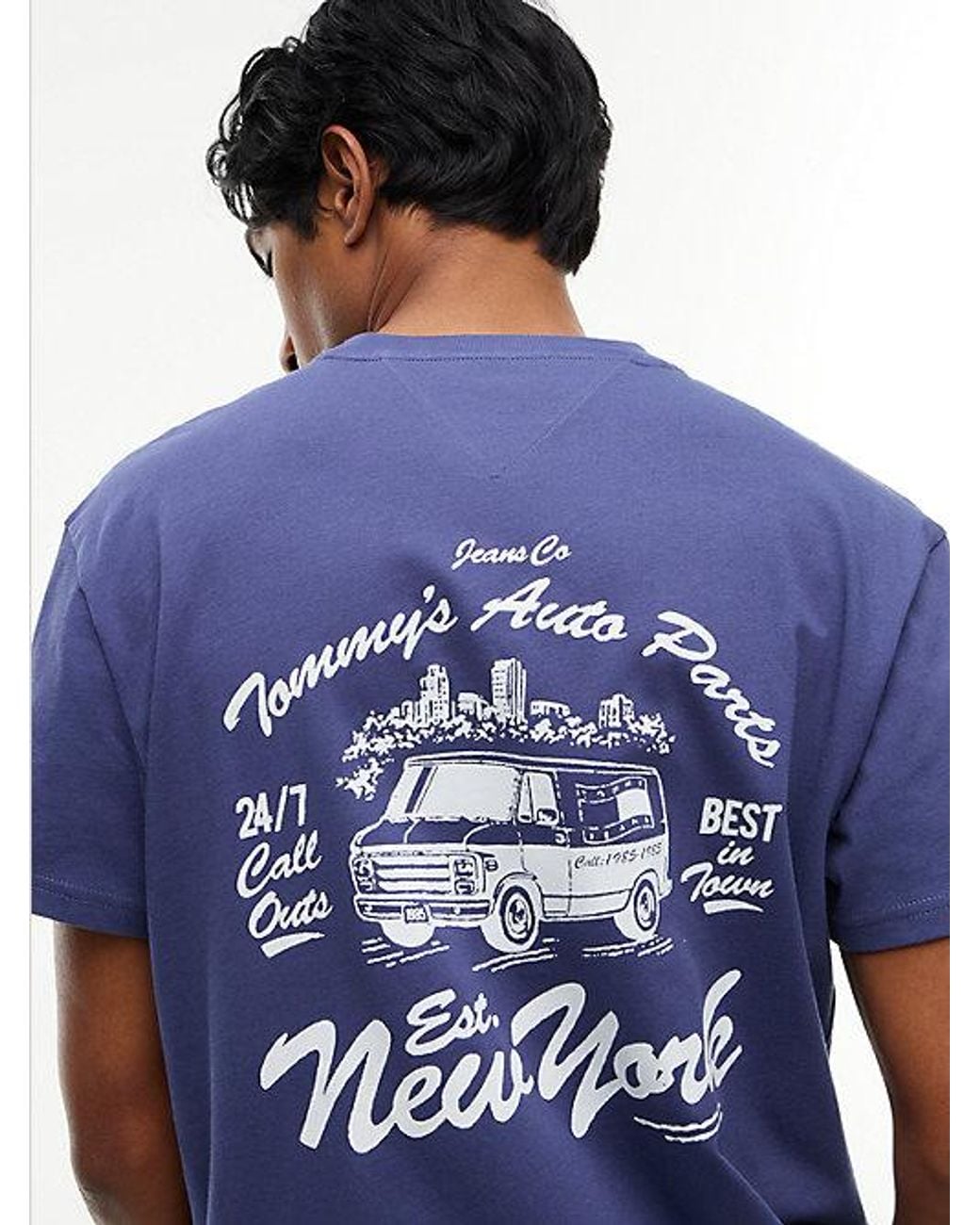 Tommy Hilfiger Blue Logo Jersey Crew Neck T-Shirt for men