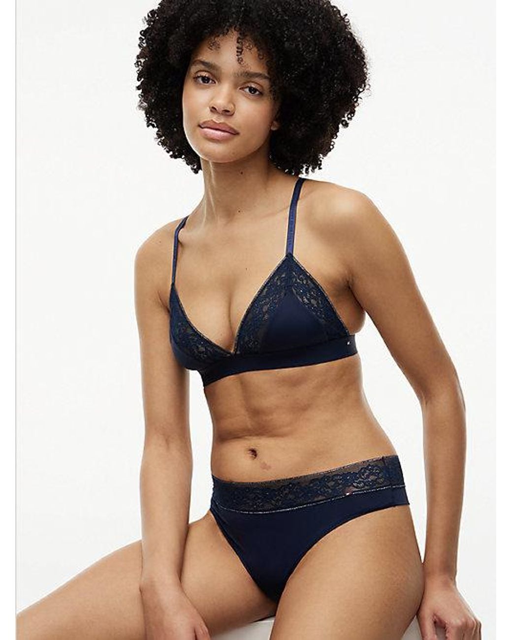 Tommy Hilfiger Blue Floral Lace Thong