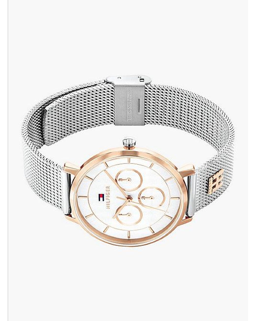 Tommy Hilfiger Metallic Th Monogram Two Tone Mesh Strap Watch