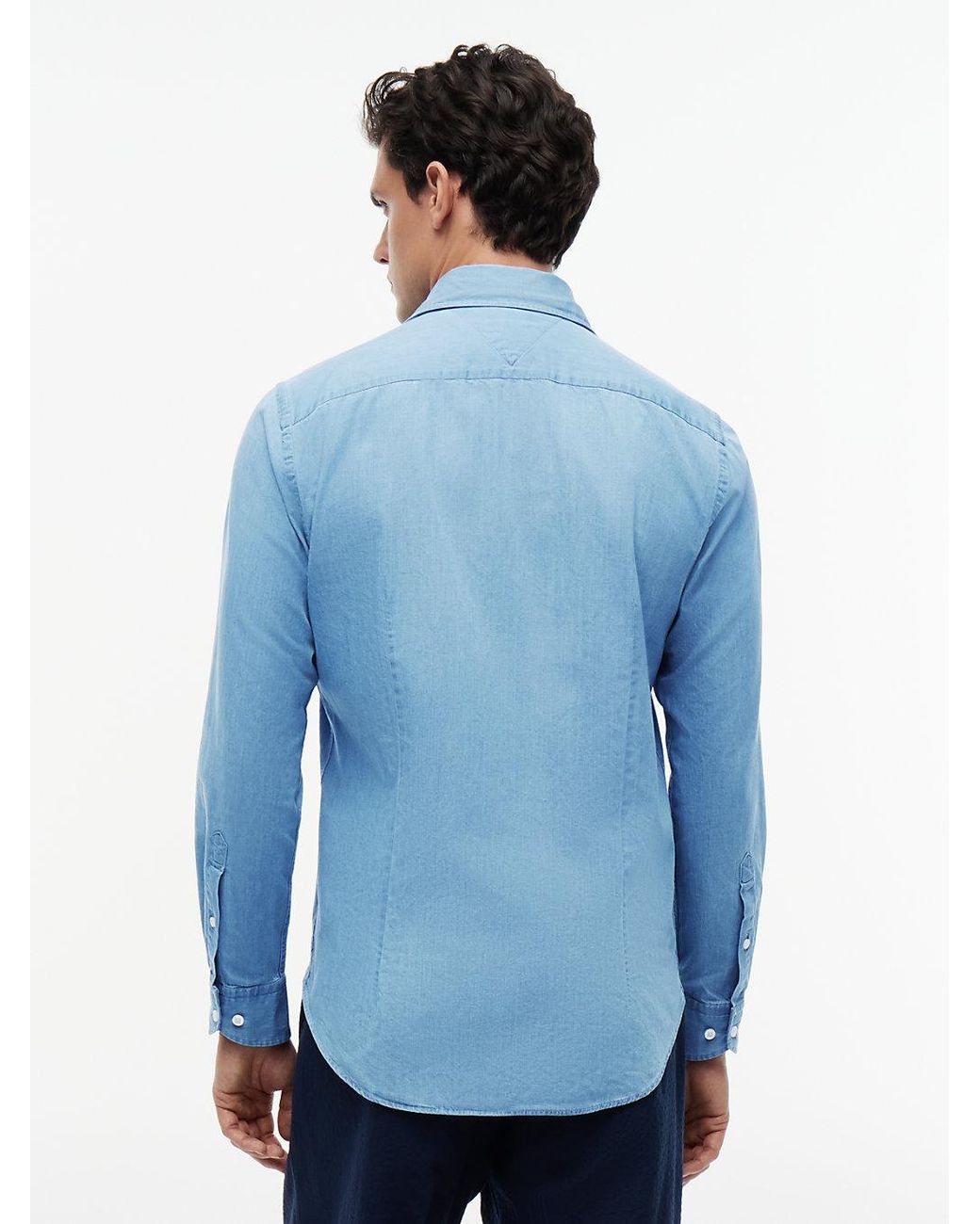 Tommy Hilfiger Blue New York Label Slim Fit Denim Shirt for men