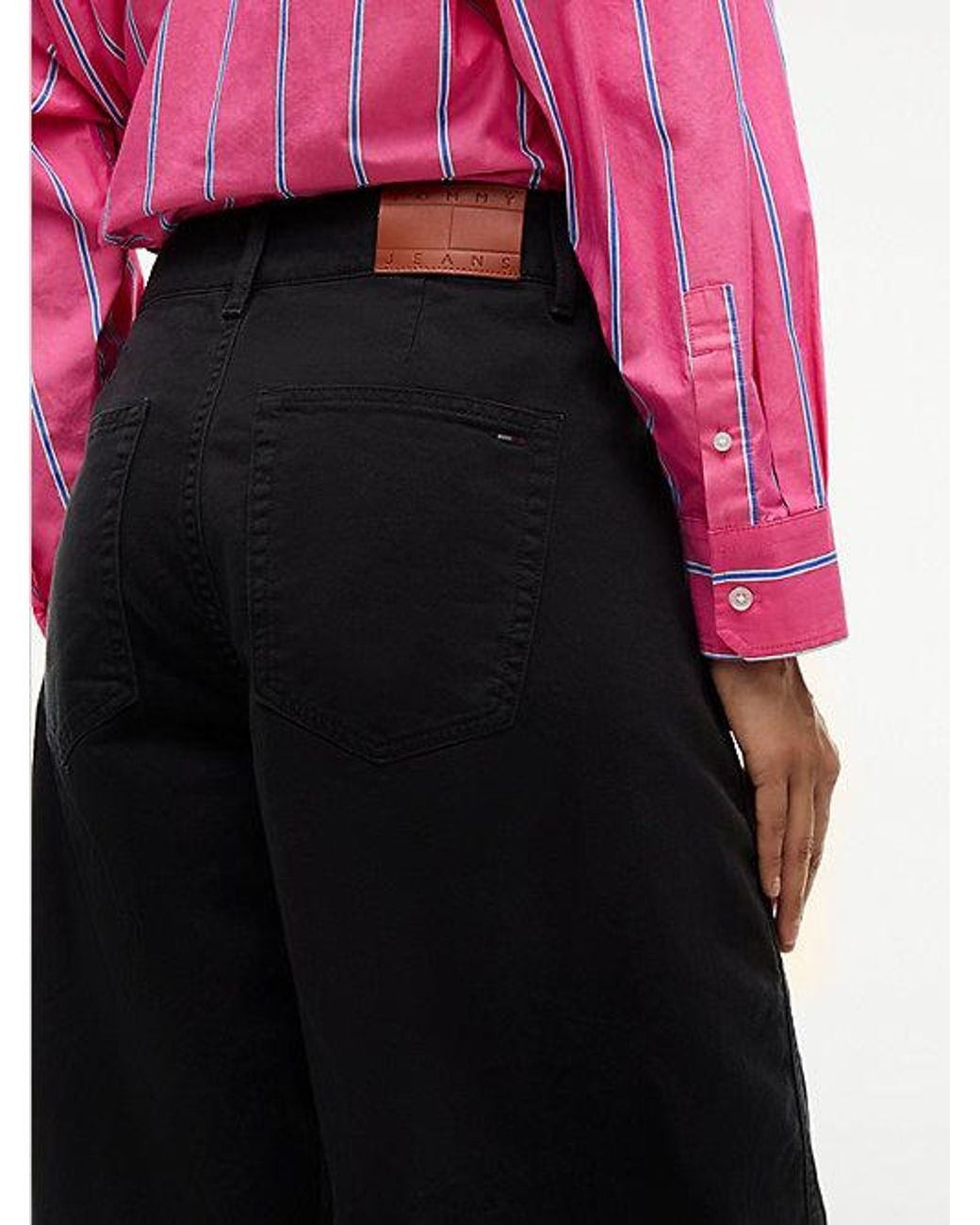 Tommy Hilfiger Black Twill Mid Rise Barrel Trousers