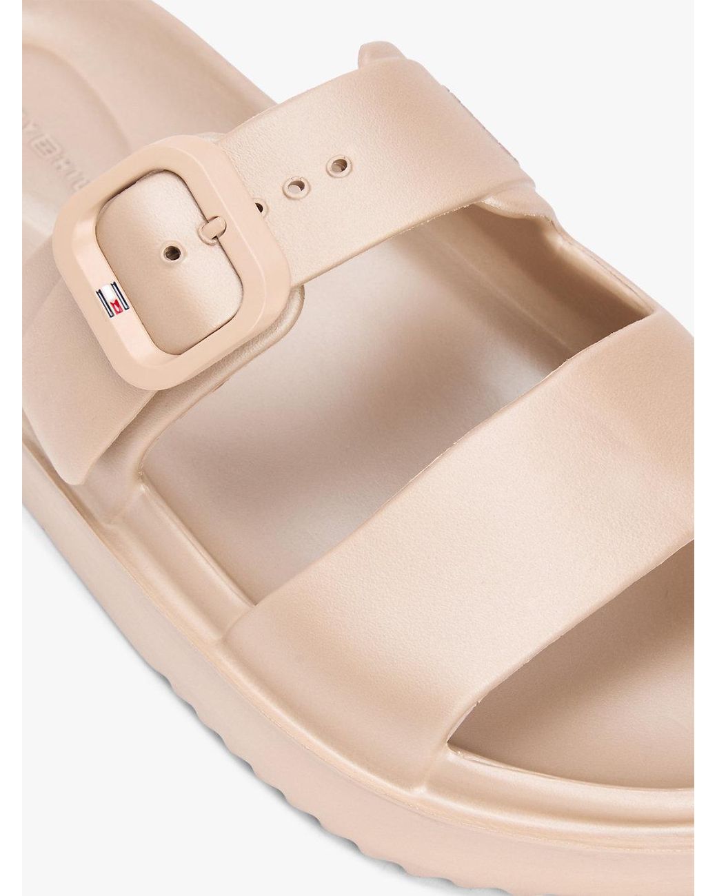 Tommy Hilfiger Natural Double Strap Enamel Flag Slides