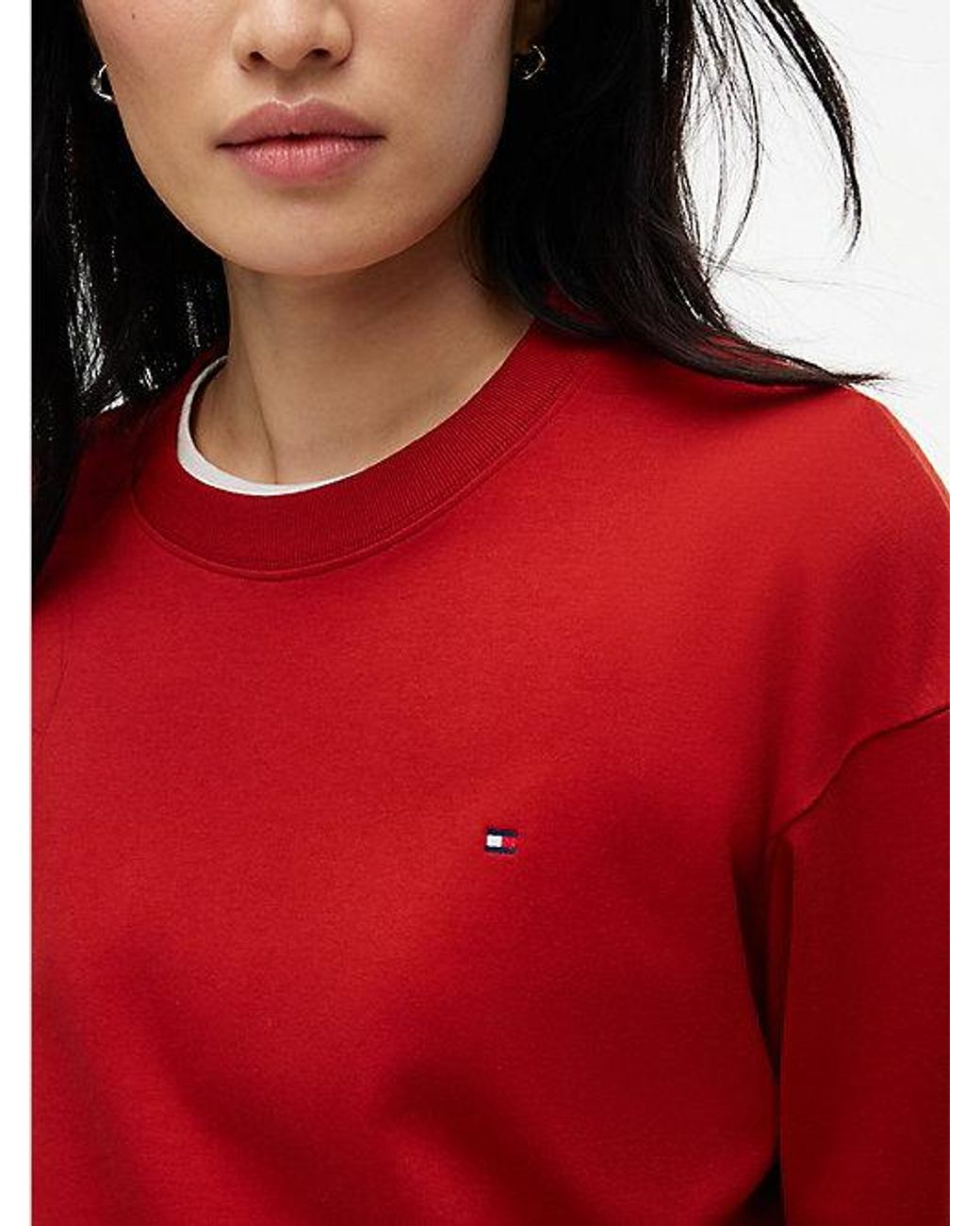Tommy Hilfiger Red Interlock Knit Relaxed Long Sleeve T-Shirt