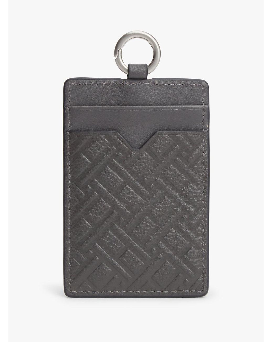 Tommy Hilfiger Gray Modern Flag Leather Card Holder for men